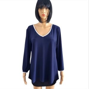 Femme for ever navy blue V-Neck Women's tunic, size 1X